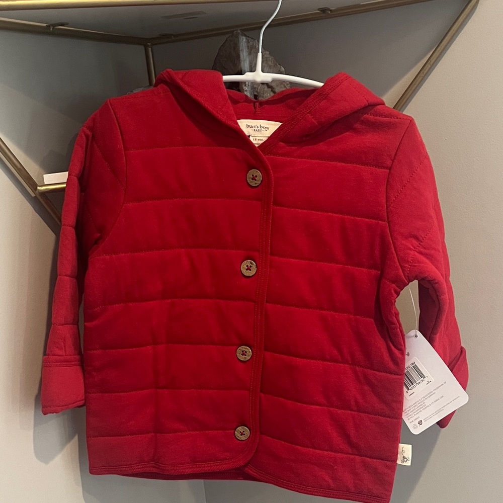 Burt's Bees Red Quilted Hooded Jacket